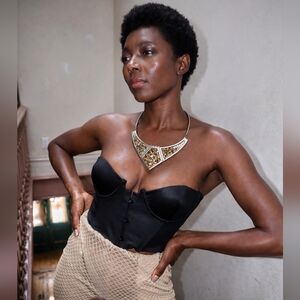 Vintage Silver & Gold Statement Collar Necklace | Sculptural | Bold Chic